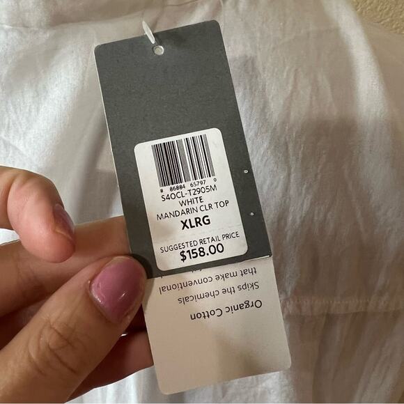 Eileen Fisher white mandarin collar organic cotton sleeveless top NEW XL - Picture 6 of 7